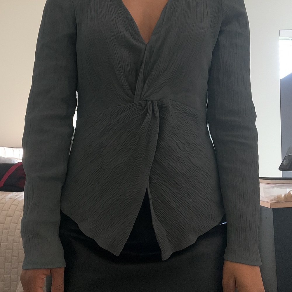 Topshop Charcoal Textured Blouse